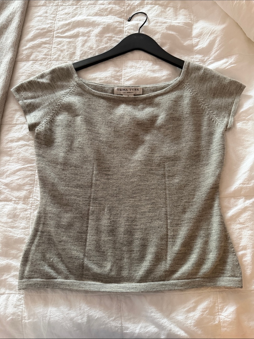 Trina Turk Gray Short Sleeve Knit Tee NEW